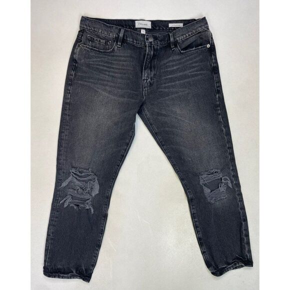 Frame Le Garçon Crop Boyfriend Denim Jeans Women Size 26 Black - Picture 1 of 10